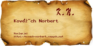 Kovách Norbert névjegykártya